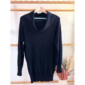 Spiegel Silk/Angora Black Cowl Neck Long Sweater Tunic
